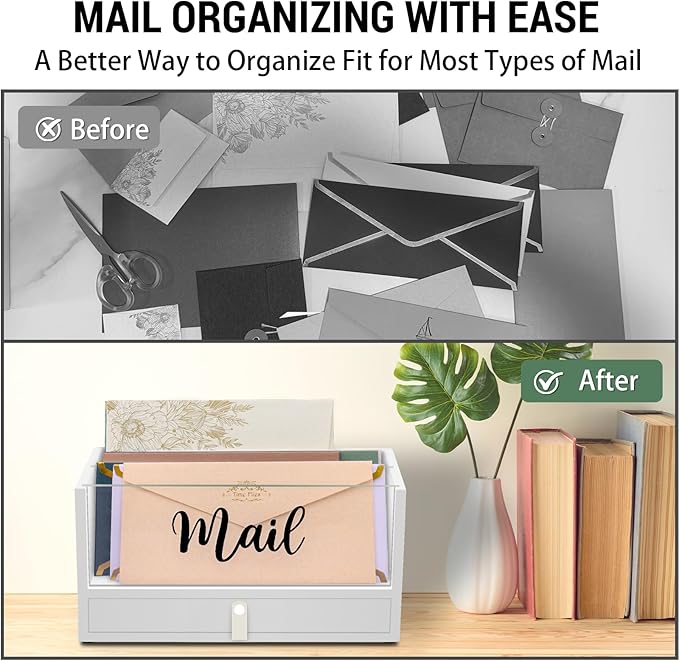 Two-Layer Solid Wooden Mail Storage Organizer Holder - Image 6