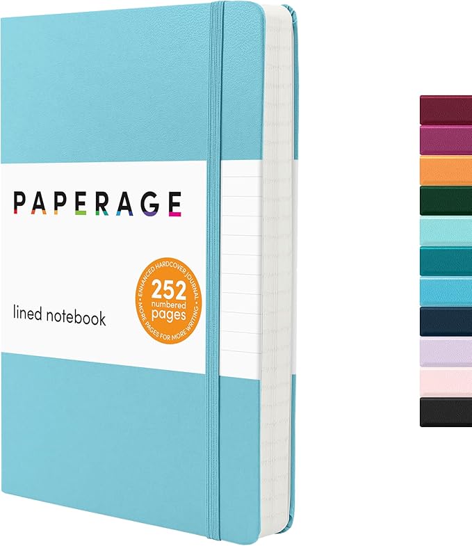 PAPERAGE Lined Journal Notebook, 252 Pages, Medium 5.6 in x 8 in by PAPERAGE