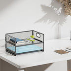 Marbrasse 2 Tier Paper Organizer Letter Tray, Mesh File Organizer - Image 6