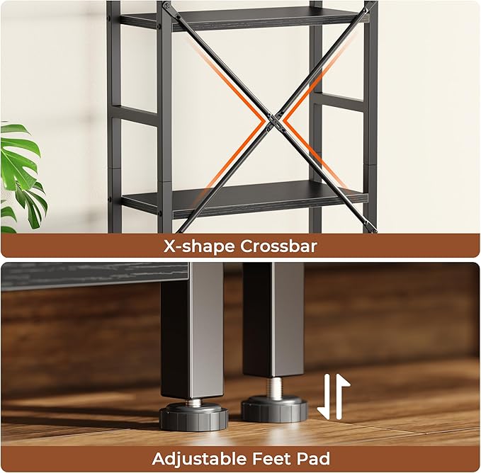SUPERJARE Triple 4 Tier Bookshelf, Bookcase - Image 7