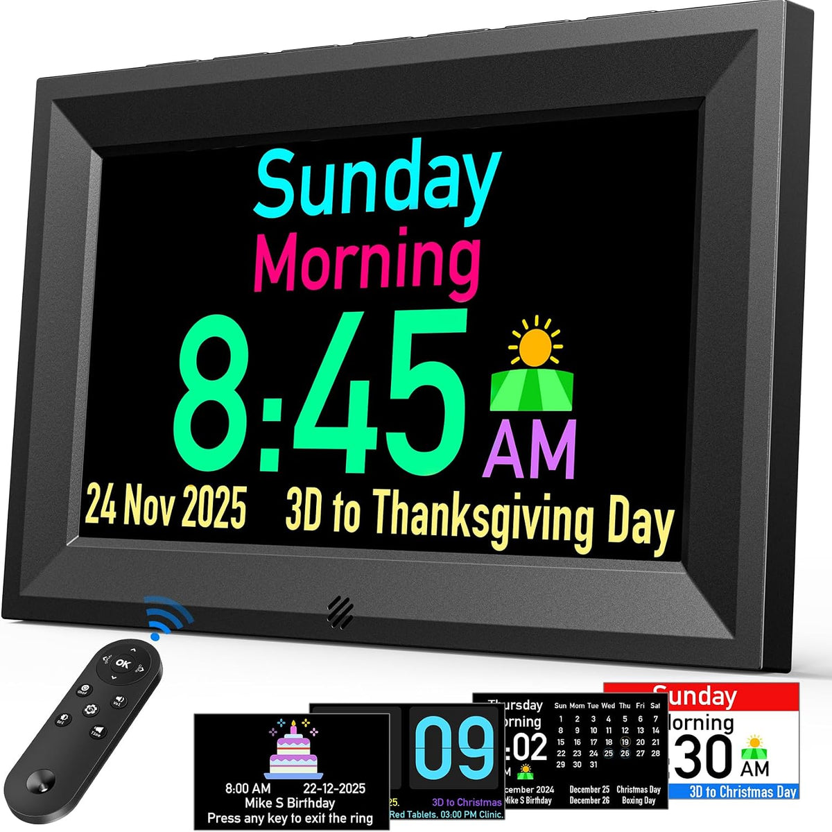 GOLOZA 7'' Digital Dementia Clock, Talking Clock