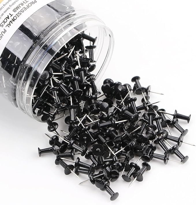 Yalis Black Push Pins 600 Count, Standard Dark Thumb Tacks - Image 2
