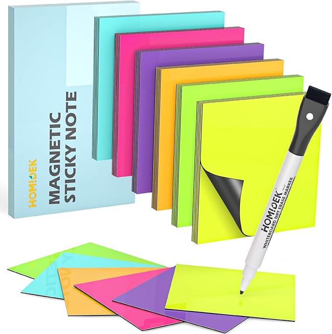 HOMiDEK Reusable Magnetic Sticky Notes, Dry Erase Magnets Magnetic Labels by HOMiDEK