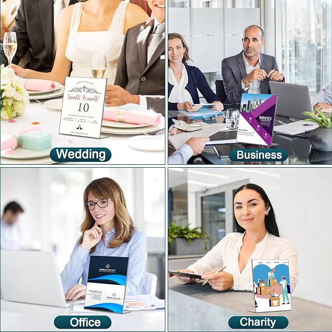 Acrylic Sign Holder 4x6, 22 Pack Clear Plastic Table Paper Display Stand - Image 7