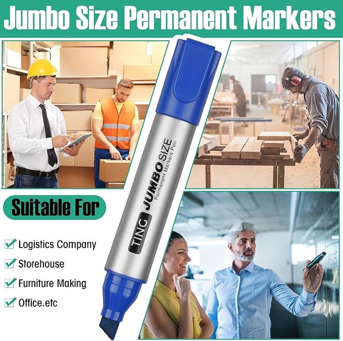 Fuutreo 16 Pcs Jumbo Size Permanent Markers Bulk Large Chisel Tip Permanent - Image 6