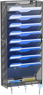 OUTWOLF 10 Tier Hanging Wall File Organizer Wall Mount Paper Document Folder by OUTWOLF