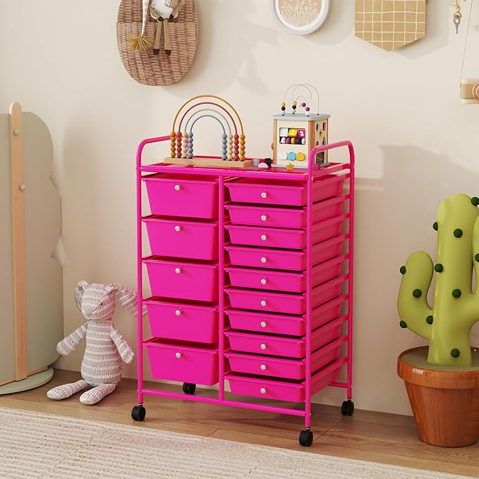 HAPPYGRILL 15-Drawer Rolling Cart, Storage Carts - Image 2