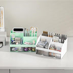 COMFYROOM Desk Organizer with 6 Compartments and 2 Drawers, Plastic Makeup - Image 5
