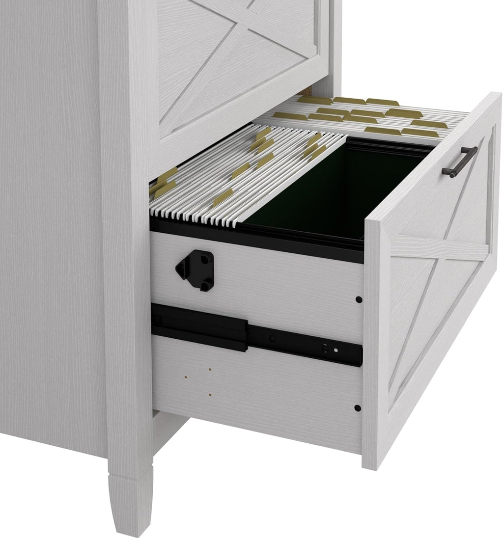 Bush Home Key West 2 Drawer Lateral File Cabinet in Pure White Oak, Document Storage for Home Office, Accent Chest with Drawers