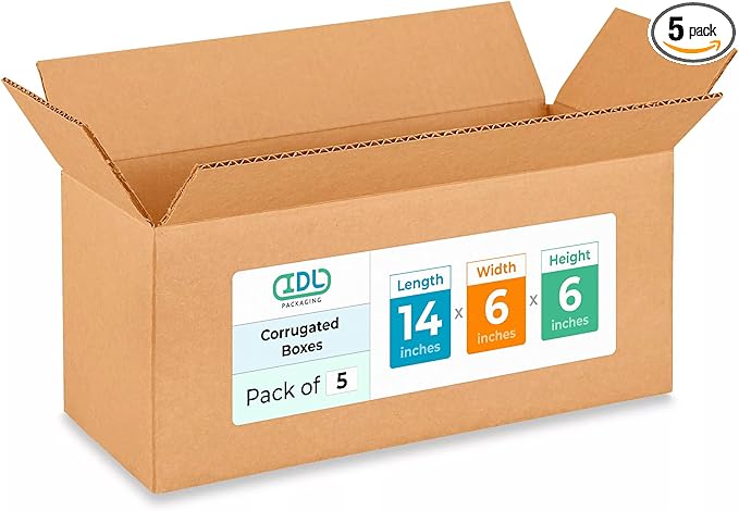 Medium Moving & Shipping Boxes 14 x 6 x 6 inches by IDLPackaging