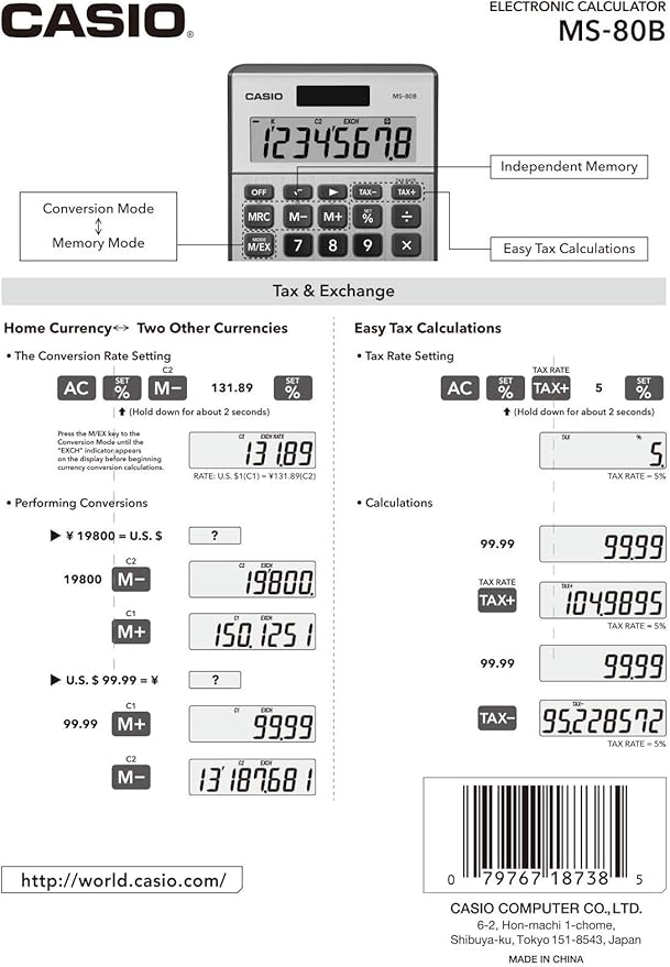 Casio MS-80B Calculator – Desktop Calculator - Image 4