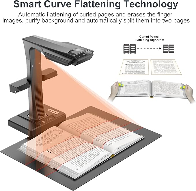 CZUR ET18 Pro Professional Document Scanner, 2nd Gen Auto-Flatten & Deskew Tech - Image 3