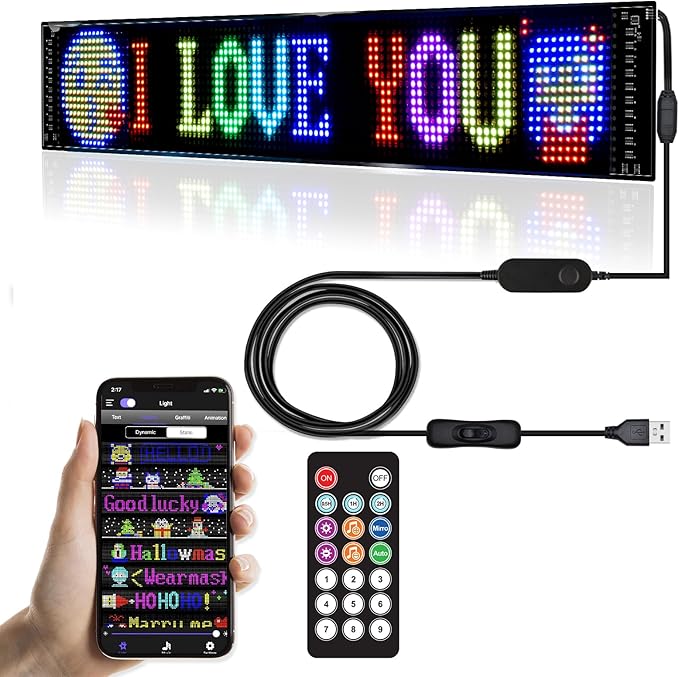 Programmable LED Signs, Flexible Scrolling LED Display, Edit Text, Animations by XIAOOHO
