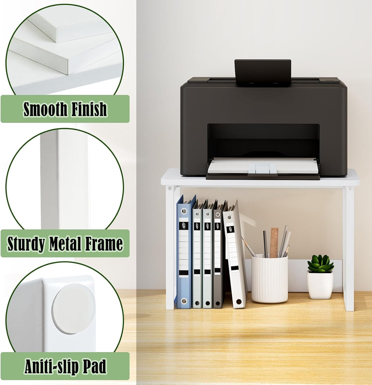 MARTY Printer Stand for Desk, Desktop Shelf Printer Riser for Home Office