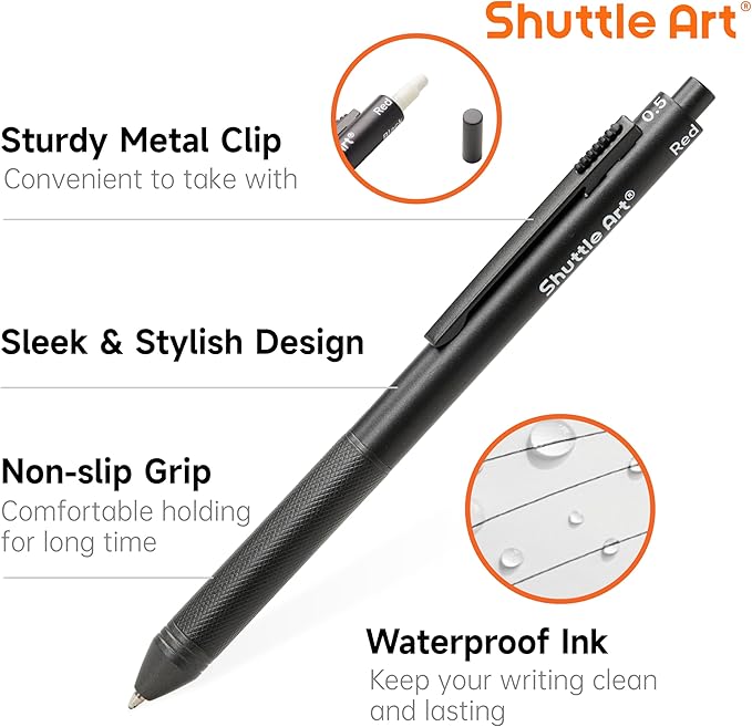 Shuttle Art 4 in 1 Multicolor Pen, 2 Pack Retractable Ballpoint Pens - Image 4