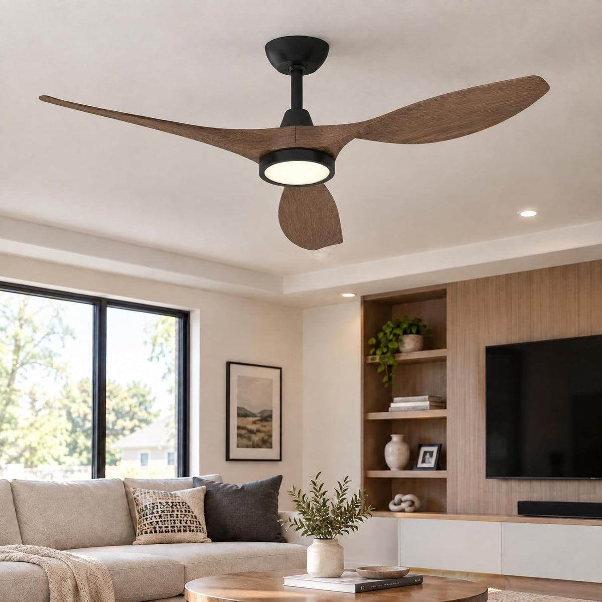 roomratv 52'' modern ceiling fan with light, wide, main product view