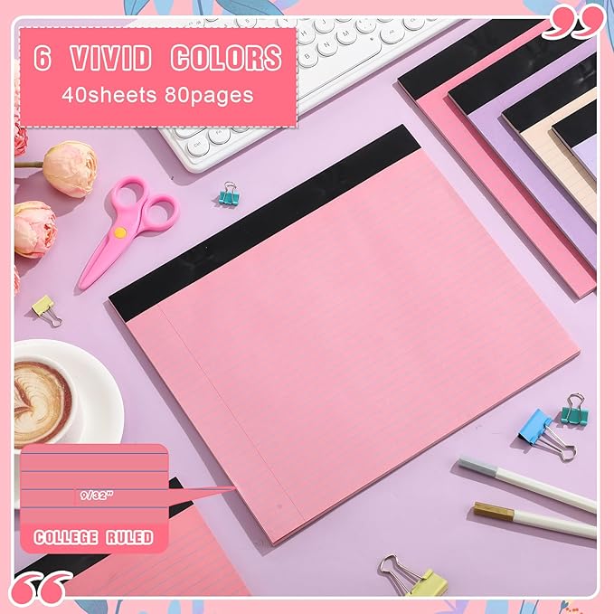 Lincia 6 Pcs 11" x 9.5" Legal Pads College Ruled Notepad Landscape Notebook - Image 3