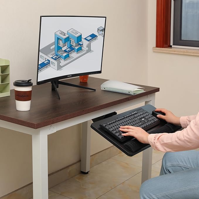 Cartmay Keyboard Tray Under Desk, 25x9.84'' Large Slide Out Swivel Tilt - Image 5