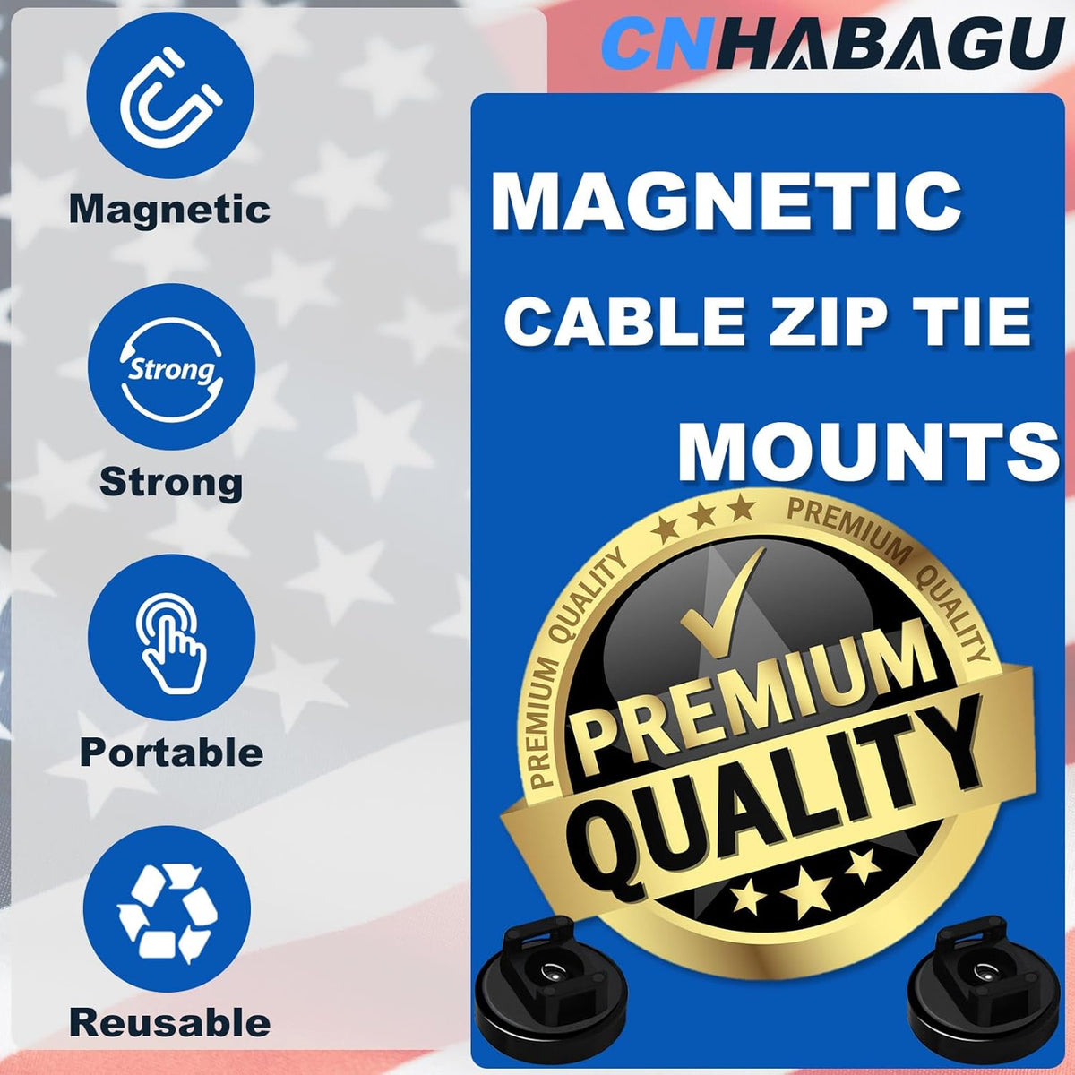 Magnet Zip Tie Mount Magnetic Zip Ties Mount 25LBS Strong Multipurpose Wire C...