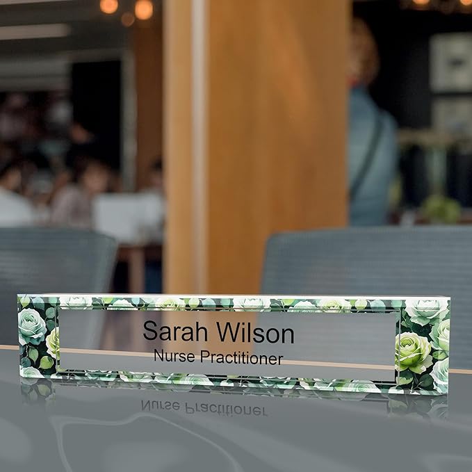 Signs ByLITA Floral Pattern Customized Nameplate | Sage Rose Personalized Full - Image 4