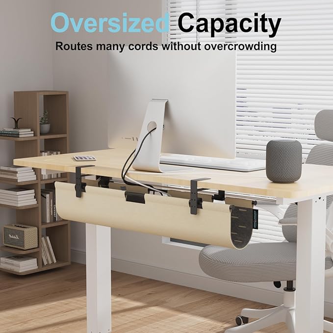2-in-1 Under Desk Cable Management Tray & Privacy Panel, Dual-Sided Felt Cord - Image 3