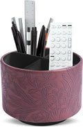 Hennaja Round Leather Art Supply Organizer, Remote Control Holder, 360 Degree by Hennaja