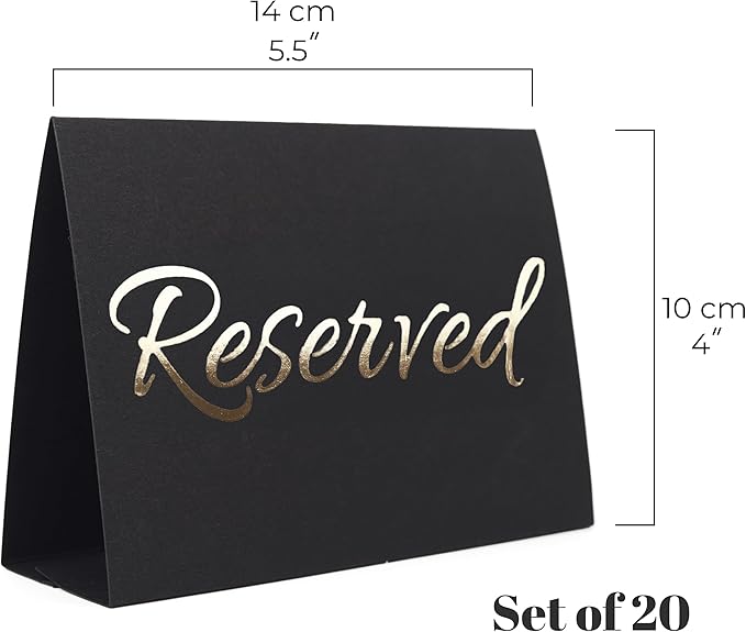 20 Pack Black Reserved Table Sign - Image 3