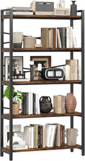5 Tier Bookshelf 31.49" Width, Tall Book Shelf Storage and Organization by Homeiju