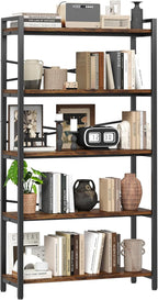 5 Tier Bookshelf 31.49" Width, Tall Book Shelf Storage and Organization by Homeiju
