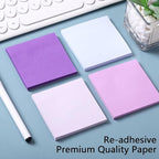 Thenshop 12 Pads Purple Sticky Notes 3''x3'', Self Stick Notes Pads Purple - Image 4