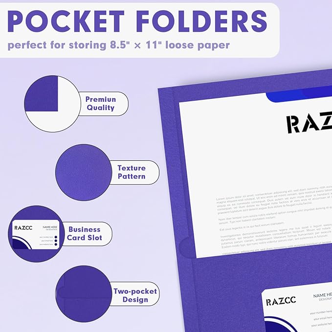 Two Pocket Folders, RAZCC 50 Pack 2 Pocket Folders Fit Letter Size Paper - Image 3