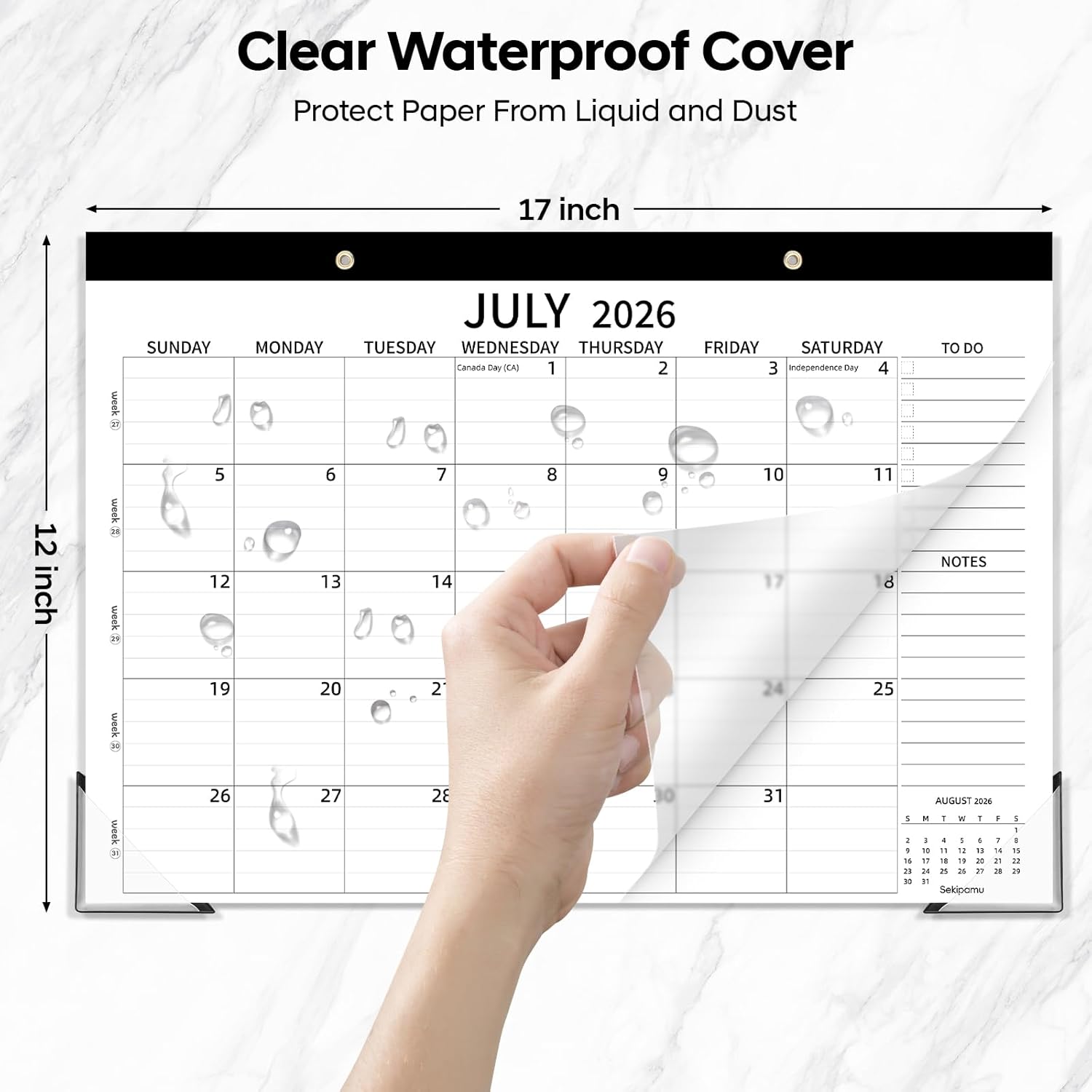 Desk Calendar 2026-2027, 17" x 12" Large Desk Calendar July 2026 to December 2027, 18 Months Calendar for Home Office