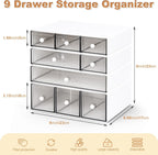 desk organizer with 9 drawers, 4 tier plastic shown in use