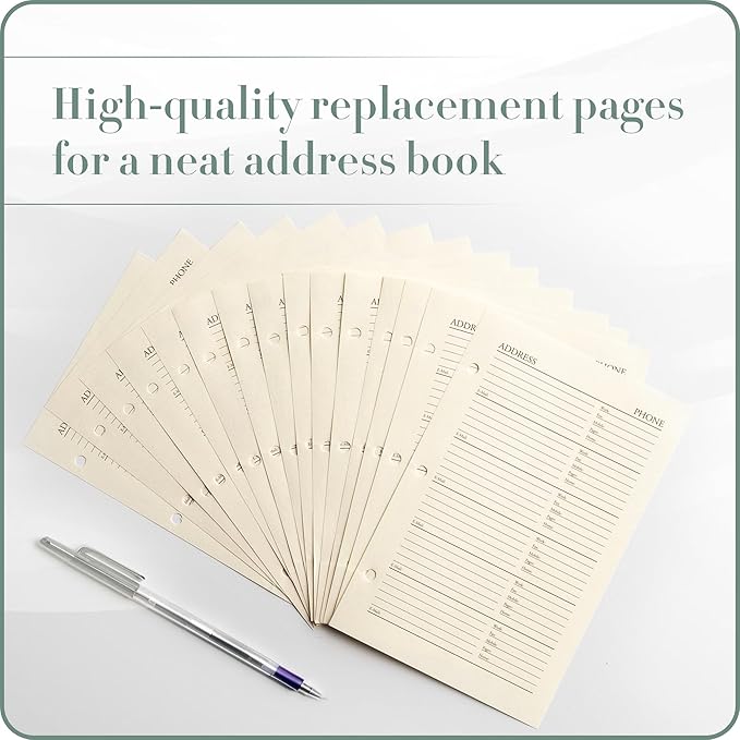 Gallery Leather Address Book Refill Replacement Pages - Image 5