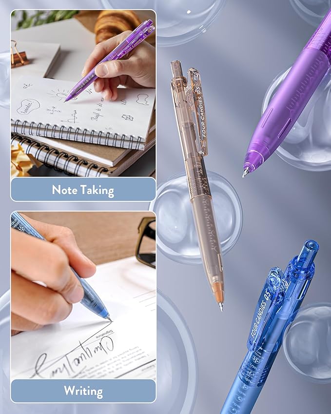 Four Candies 6Pack 0.5mm Black Ink Quick Dry Retractable Gel Pen Set, Cute - Image 7