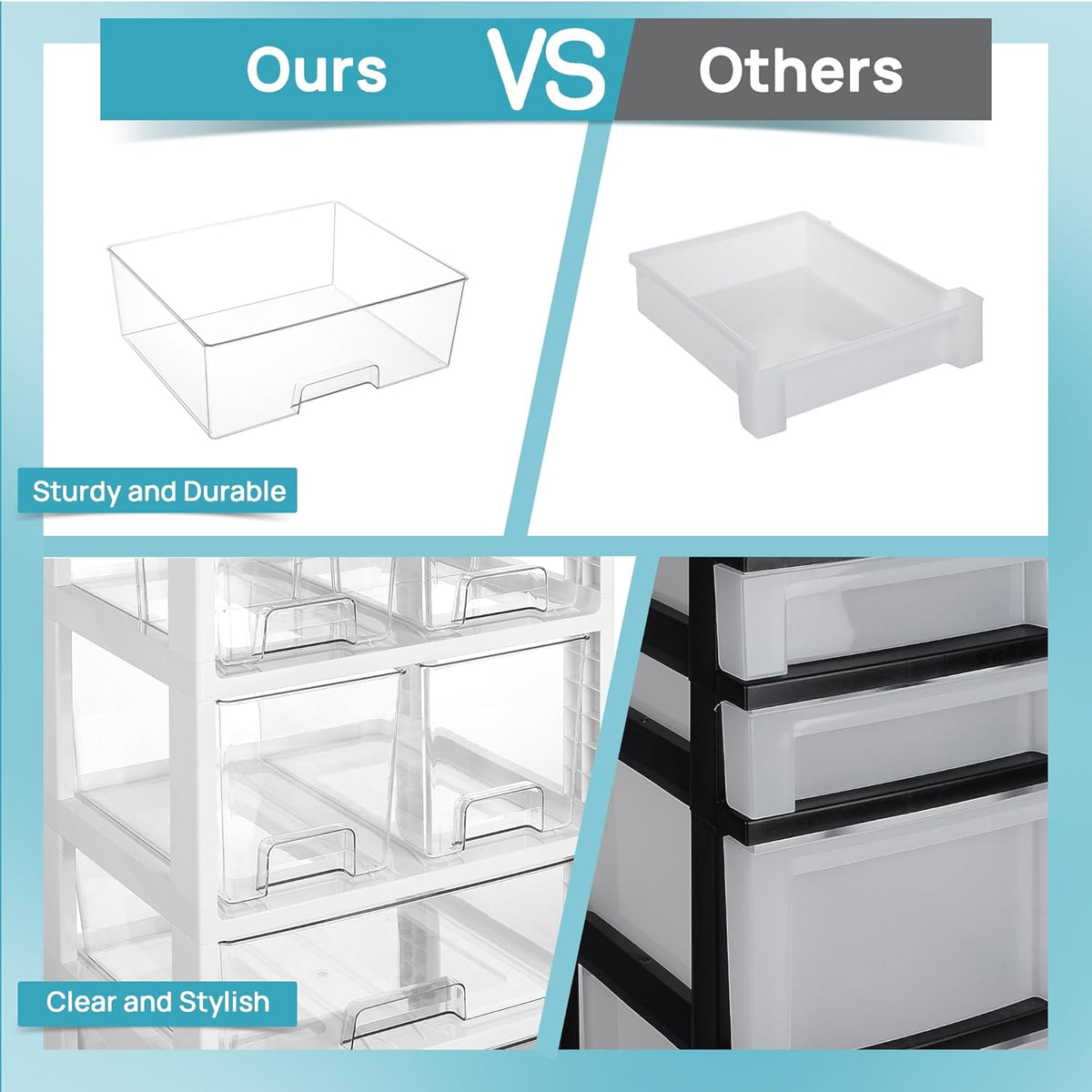 Vtopmart Drawer Storage Organizer,4 Tier 6 Drawers with Wheels