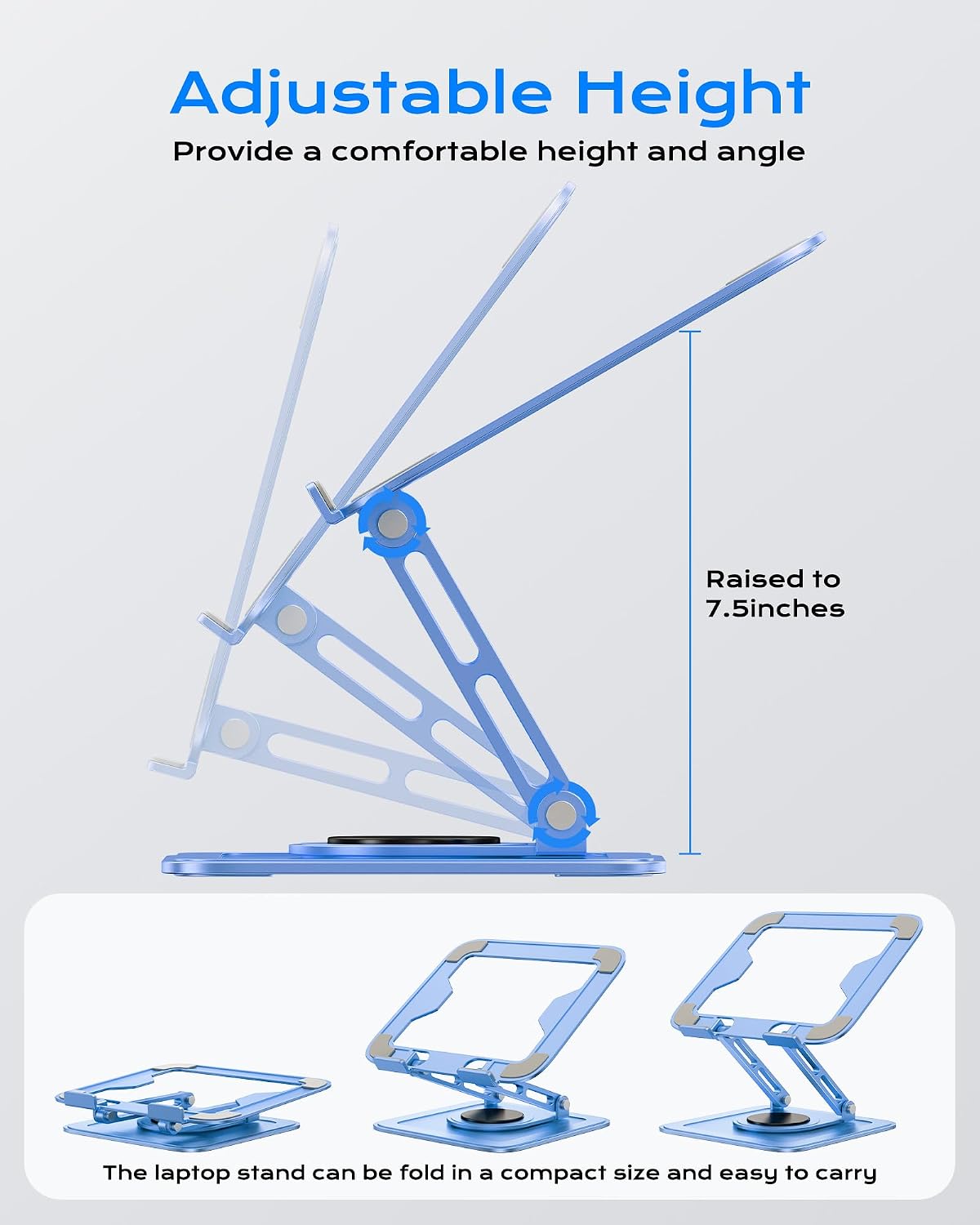 LOXP Adjustable Laptop Stand, Computer Stand with 360 Rotating Base