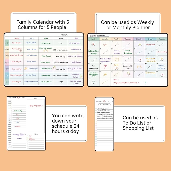 Magnetic Weekly Dry Erase Whiteboard Calendar&Monthly Calendar&Daily Planner&to - Image 3