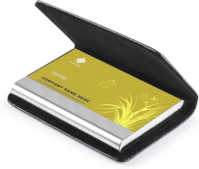 Wisdompro Business Card Holder, 2-Sided PU Leather Folio Name Card Holder - Image 8