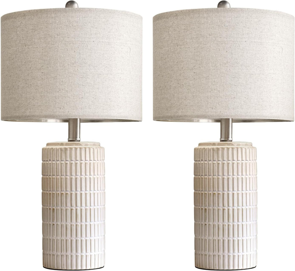 pokat 23" modern ceramic table lamp set of, front angle view