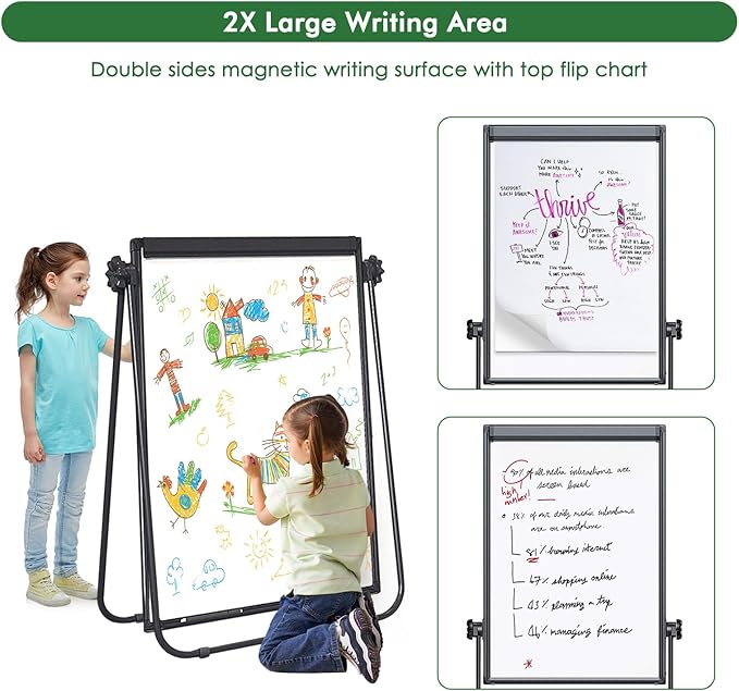 Stand White Board Magnetic 40 x 28 inches Dry Erase Board Double Sided Height - Image 3