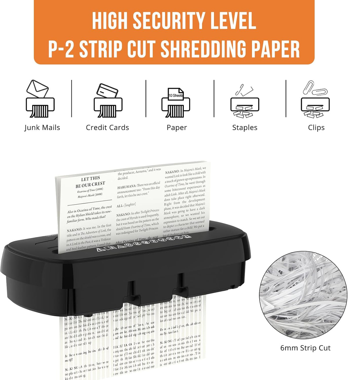 Home Office Paper Shredder,Woolsche 10-Sheet Strip Cut with 3.17-Gallon Baske...