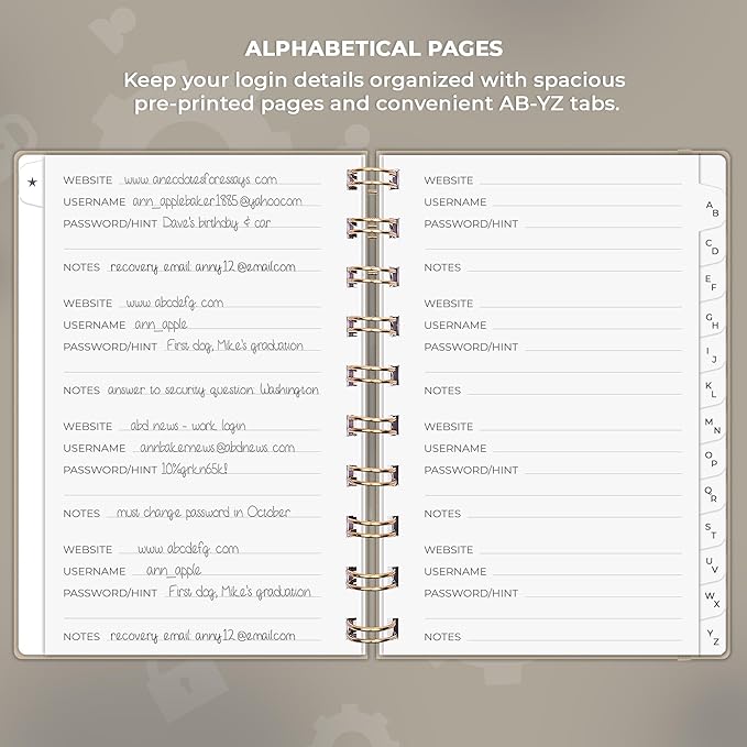 Clever Fox Password Book Spiral – Mini Internet Address & Password Organizer - Image 3