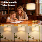 gold bedside lamps set of 2, fully dimmable shown in use