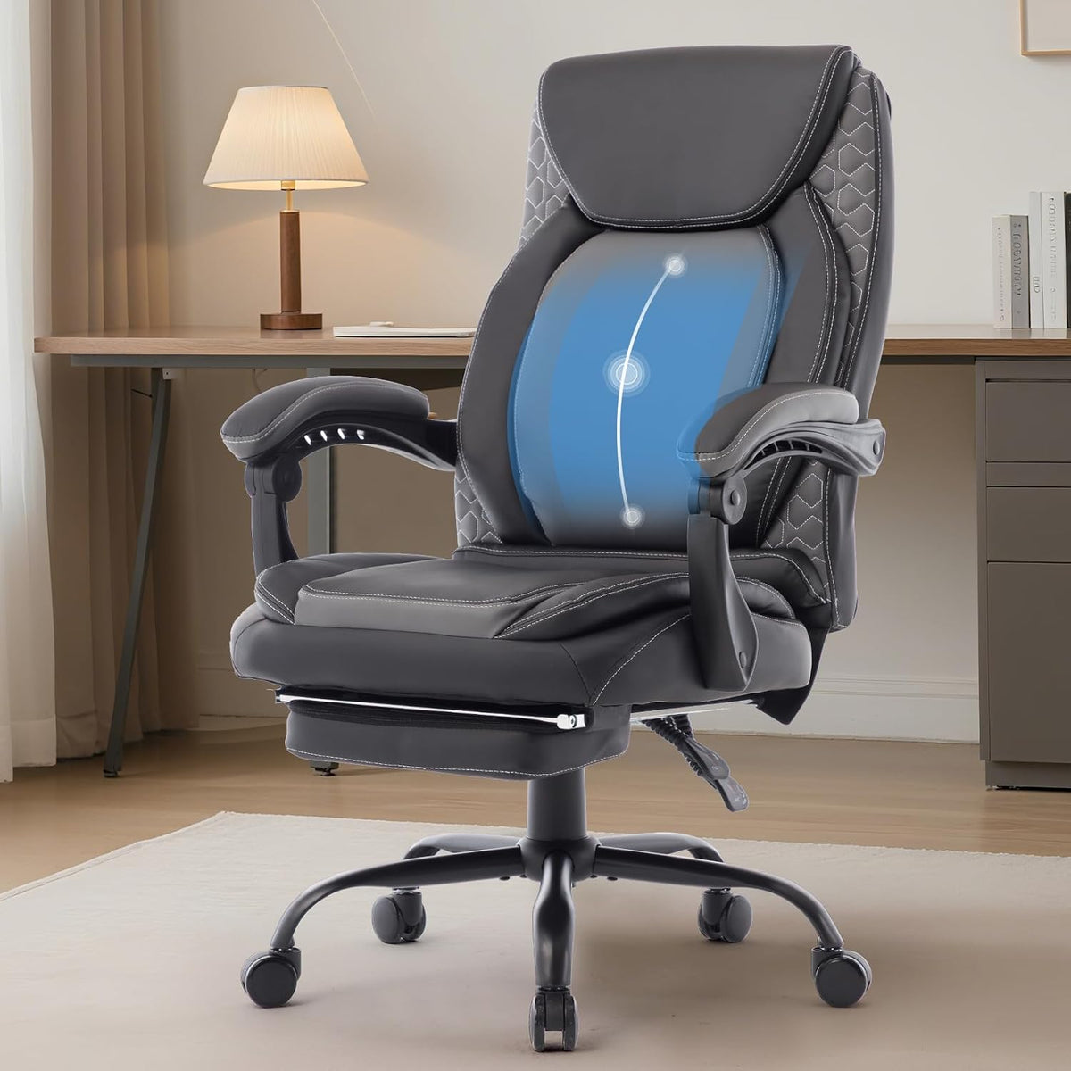Reclining Ergonomic Office Chair with Footrest