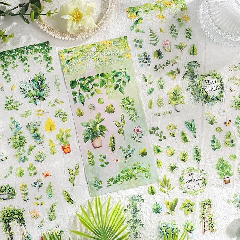 Flower Stickers 576+ PCS Vintage Floral PET with Metal Tweezer | Transparent PET, Waterproof, 36 Sheets Floral Designs, Pre-Cut, Scrapbook Decorations For Scrapbooks & Collage Journals