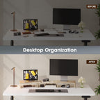 fitueyes dual monitor stand riser, adjustable length and, side view