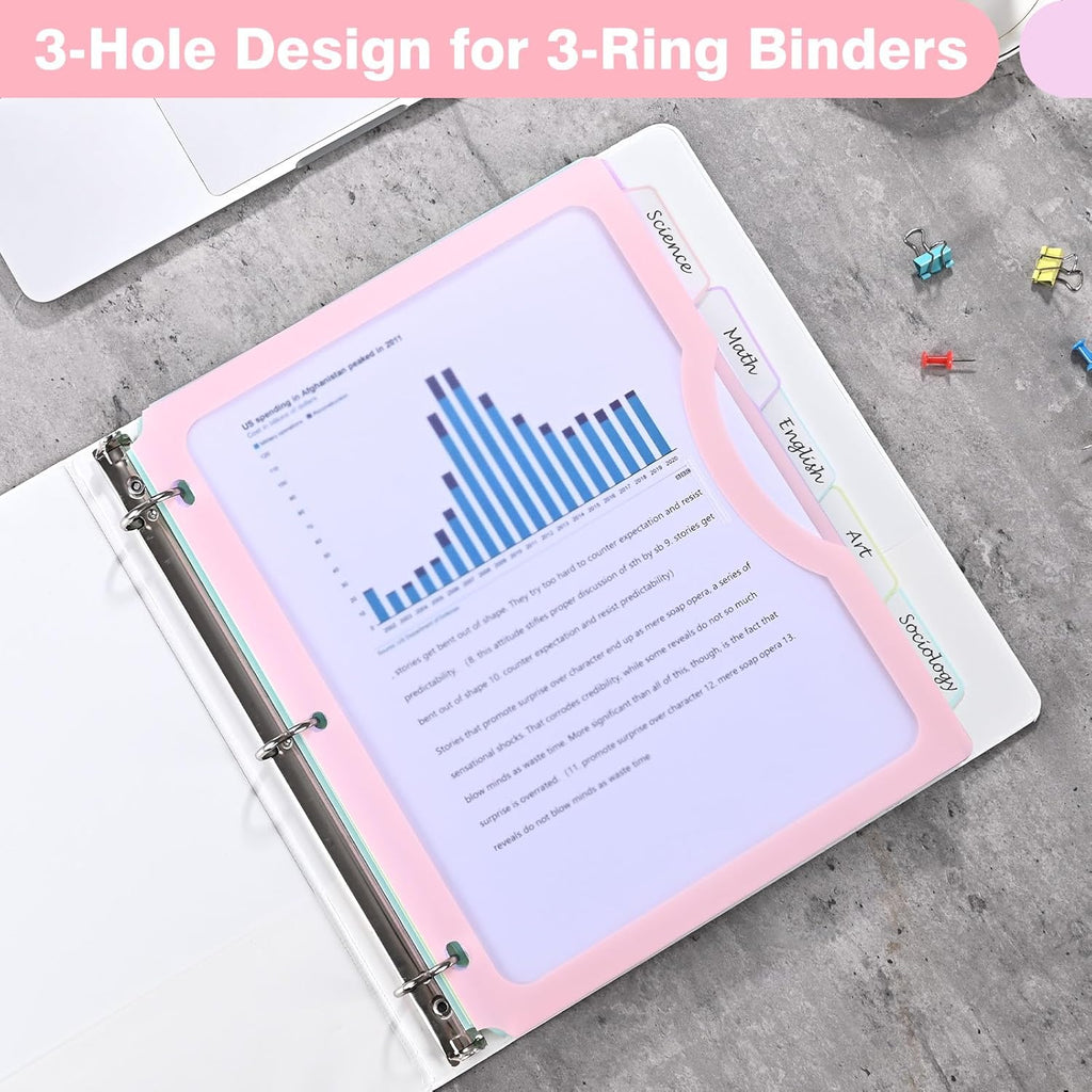 5 Tabs Dividers for 3 Ring Binder, 5 Pastel Binder Dividers with Pocket for US Letter Size, Binder Dividers with Tabs (XY024) (12)