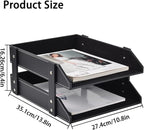 Leather Desk Organizer, 2-Tier Stackable Letter Tray Holder, Office Supplies - Image 3
