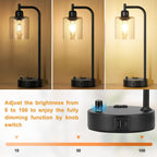 industrial bedside lamps set of 2, fully dimmable, close-up detail